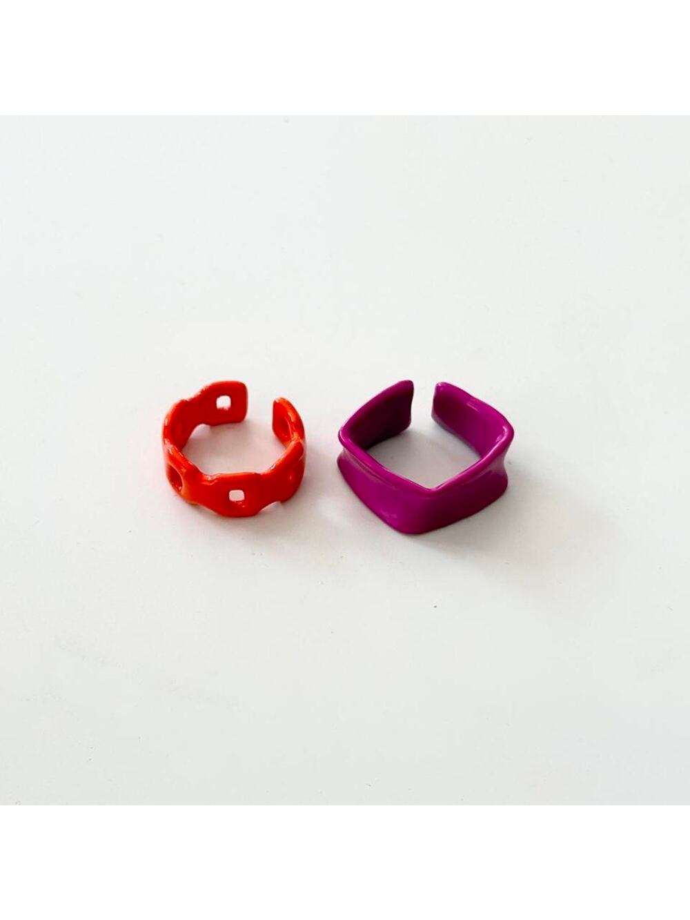 ✦ ⋆｡˚ y2k enamel statement ring set ♡